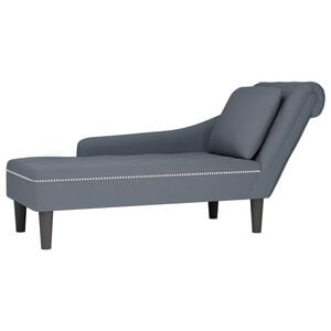 vidaXL Chaise Lounge with Pillow and Right Armrest Dark Grey Velvet
