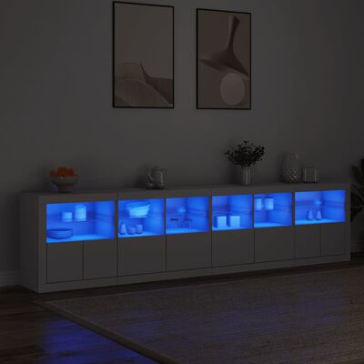 vidaXL Sideboard with LED Lights White 283x37x67 cm