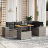vidaXL 6 Piece Garden Sofa Set with Cushions Grey Poly Rattan