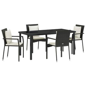 vidaXL Garden Dining Set 5 pcs Black Poly Rattan