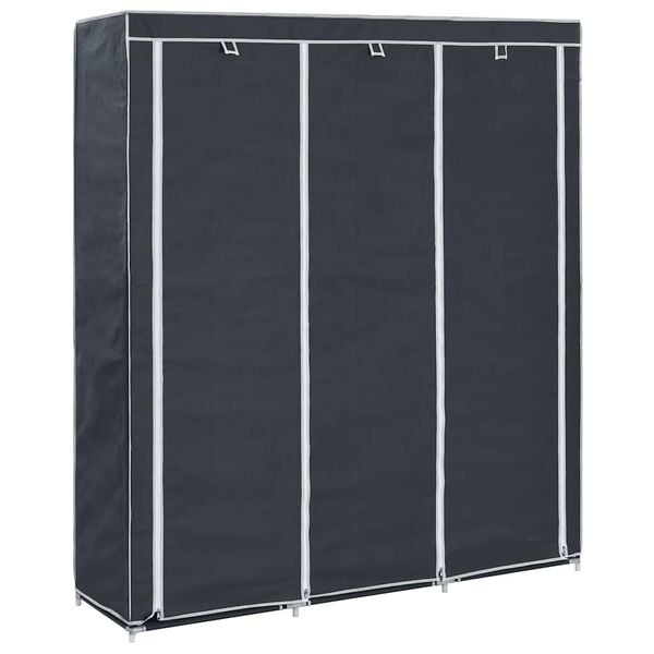 vidaXL Wardrobe with Compartments and Rods Black 150x45x175 cm Fabric
