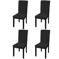 vidaXL Straight Stretchable Chair Cover 4 pcs Black