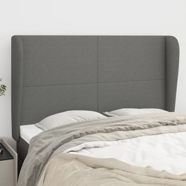 vidaXL Headboard with Ears Dark Grey 147 cm Fabric