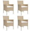 vidaXL 5 Piece Garden Bistro Set with Cushions Beige Poly Rattan