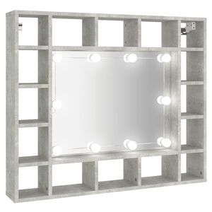 vidaXL Mirror Cabinet with LED Concrete Grey 91x15x76.5 cm