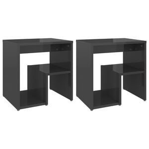 vidaXL Bed Cabinets 2 pcs High Gloss Grey 40x30x40 cm Engineered Wood