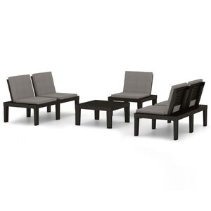 vidaXL 4 Piece Garden Lounge Set with Cushions Plastic Grey