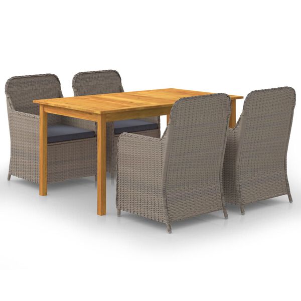 vidaXL 5 Piece Garden Dining Set Brown