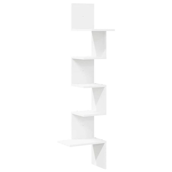 vidaXL Wall Corner Shelf White 32x32x127,5 cm Engineered Wood