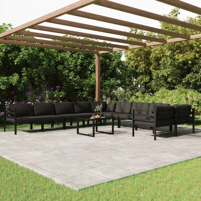 vidaXL 11 Piece Garden Lounge Set with Cushions Aluminium Anthracite