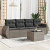 vidaXL 5 Piece Garden Sofa Set with Cushions Grey Poly Rattan