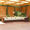 vidaXL 6 Piece Garden Lounge Set with Cushions Poly Rattan Brown
