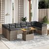 vidaXL 11 Piece Garden Sofa Set with Cushions Grey Poly Rattan