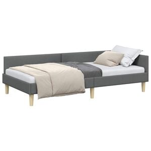 vidaXL Corner Bed Frame Dark Grey 90 x 190 cm Fabric
