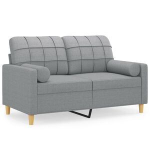 vidaXL 2-Seater Sofa with Throw Pillows Light Grey 120 cm Fabric