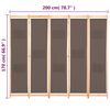 vidaXL 5-Panel Room Divider Brown 200x170x4 cm Fabric
