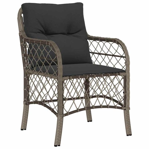 vidaXL 9 Piece Garden Dining Set with Cushions Grey Poly Rattan