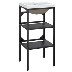 vidaXL Washbasin Frame With Basin | Black, White | Iron | Regular