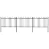 vidaXL Garden Fence with Hoop Top Steel 504x120 cm Black