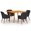 vidaXL 5 Piece Garden Dining Set Black