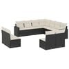 vidaXL 11 Piece Garden Sofa Set with Cushions Black Poly Rattan