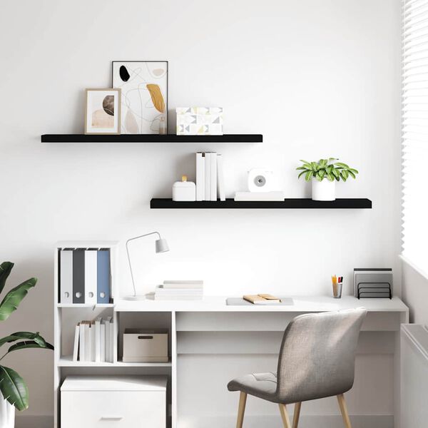 vidaXL Floating Wall Shelves 2 pcs Black 120x23.5x3.8 cm MDF
