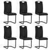 vidaXL Cantilever Dining Chairs 6 pcs Black Faux Leather