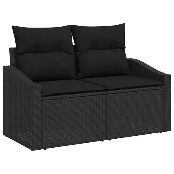 vidaXL Garden Sofa Set with Cushion 6 pcs Black