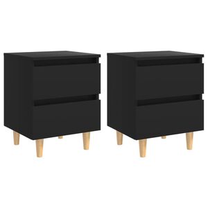 vidaXL Bed Cabinet | Set of 2 | Black | Engineered wood, solid pinewood