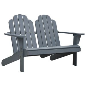 vidaXL Garden Chair | Grey | Wood | 2-Seater | Durable | Adirondack Chair