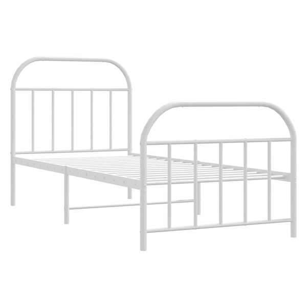 vidaXL Metal Bed Frame without Mattress with Footboard White 90x190cm