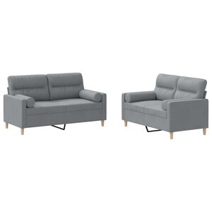 vidaXL 2 Piece Sofa Set with Pillows Light Grey Fabric