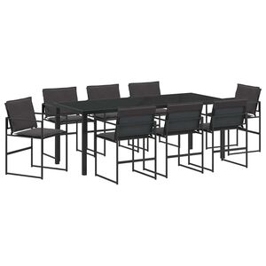 vidaXL Garden Dining Set 9 pcs Black 200 x 80 x 73 cm