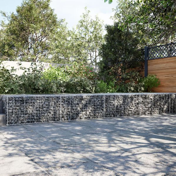 vidaXL Gabion Basket with Cover 500x100x50 cm Galvanised Iron