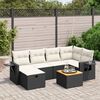 vidaXL 7 Piece Garden Sofa Set with Cushions Black Poly Rattan