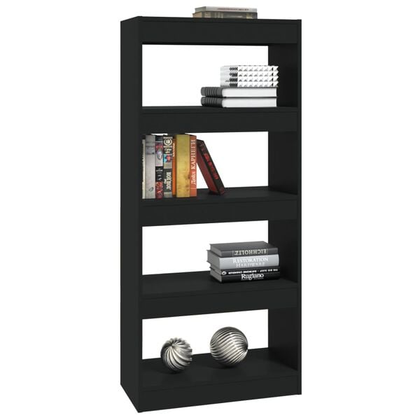 vidaXL Book Cabinet/Room Divider Black 60x30x135 cm Engineered Wood