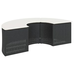 vidaXL Garden Footstool with Cushion Black Poly Rattan