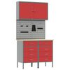 vidaXL Work Cabinet 5 pcs Red and Grey Engineered Wood and Steel