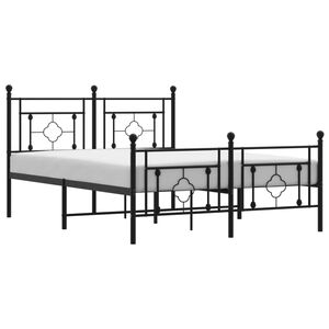 vidaXL Metal Bed Frame without Mattress with Footboard Black 135x190cm
