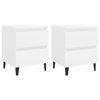 vidaXL Bed Cabinet | Set of 2 | White | Engineered Wood, Metal | Medium