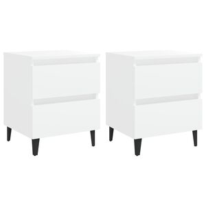 vidaXL Bed Cabinet | Set of 2 | White | Engineered Wood, Metal | Medium