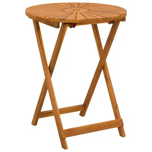 vidaXL Folding Garden Table Natural &Oslash;60 x 75 cm Solid Acacia Wood