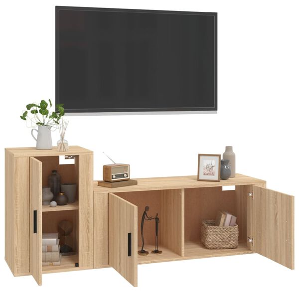 vidaXL 2 Piece TV Cabinet Set Sonoma Oak Engineered Wood