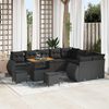 vidaXL Garden Sofa Set Height-Adjustable 12 pcs Black Poly Rattan