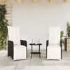 vidaXL Reclining Garden Chairs 2 pcs with Cushions Black Poly Rattan