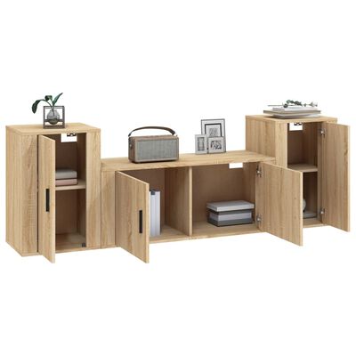 vidaXL 3 Piece TV Cabinet Set Sonoma Oak Engineered Wood
