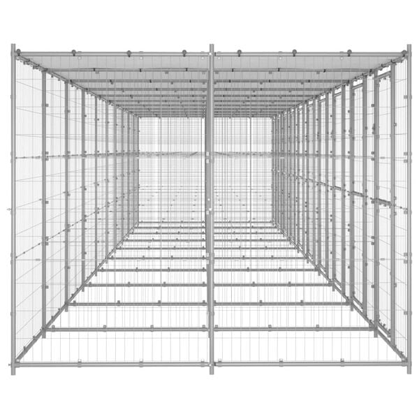 vidaXL Outdoor Dog Kennel Galvanised Steel with Roof 24.2 m&sup2;