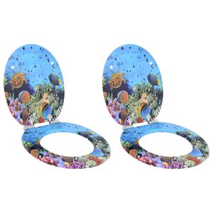 vidaXL Soft-Close Toilet Seat 2 pcs Deep Sea Blue 44 x 38 cm MDF board