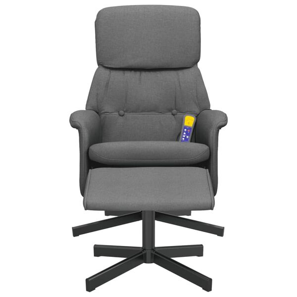 vidaXL Massage Recliner Chair with Footstool Dark Grey Fabric