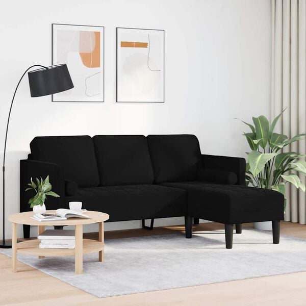 vidaXL Sofa Set with Cushion Black Polyester